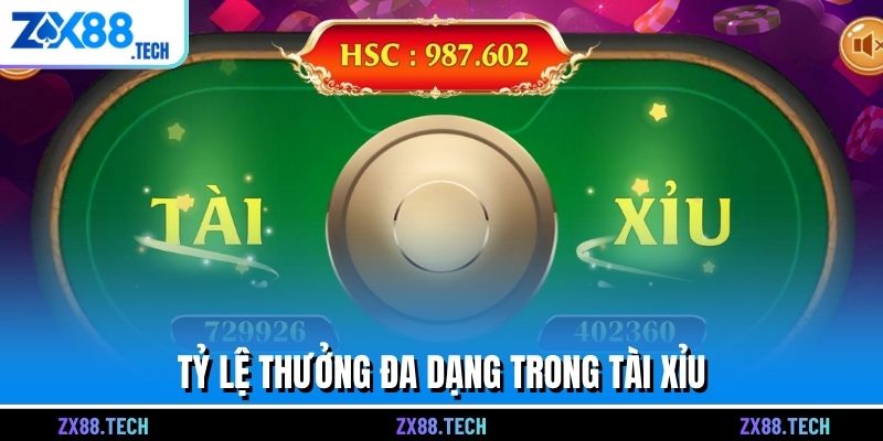 Tỷ lệ thưởng đa dạng trong Tài Xỉu